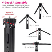 Load image into Gallery viewer, Akeipho Adjustable Aluminum Mini Tripod - Desktop Tabletop Stand for DSLR Cameras, Zhiyun Weebill/Smooth/Crane, DJI Ronin S/SC/RSC/RS, Osmo Mobile, Stabilizer Handle (4-Level Adjustable), Black_6371
