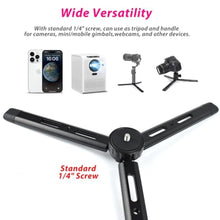 Load image into Gallery viewer, Akeipho Adjustable Aluminum Mini Tripod - Desktop Tabletop Stand for DSLR Cameras, Zhiyun Weebill/Smooth/Crane, DJI Ronin S/SC/RSC/RS, Osmo Mobile, Stabilizer Handle (4-Level Adjustable), Black_6373
