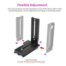 Load image into Gallery viewer, Akeipho L Bracket Vertical Mount Quick Release Plate for DJI Ronin RSC2 / RS2/ RS3 / S, Zhiyun Weebill S Gimbal, DSLR Camera, Tripod, Monopod, Black_7609
