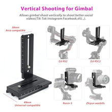 Load image into Gallery viewer, Akeipho L Bracket Vertical Mount Quick Release Plate for DJI Ronin RSC2 / RS2/ RS3 / S, Zhiyun Weebill S Gimbal, DSLR Camera, Tripod, Monopod, Black_7612
