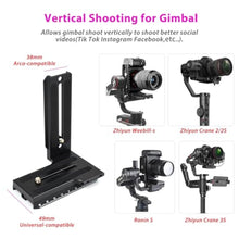 Load image into Gallery viewer, Akeipho Vertical Mount L Bracket for Zhiyun Weebill-S Crane 2/3S DJI Ronin-S, Quick Release L Vertical Plate with Counterweights for Zhiyun Gimbal Stabilizer, Black_5623

