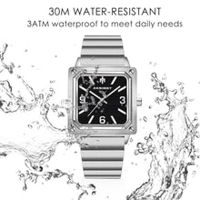 Load image into Gallery viewer, AKNIGHT Watches for Men Quartz Movement Watch, Waterproof Luminous Men's Watch, Stainless Steel Strap Business Watches, Square-Black_2329
