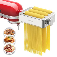 Load image into Gallery viewer, All Metal Pasta Attachment 3 In 1 Set For Kitchenaid Stand Mixer, Included Pasta Sheet Roller, Spaghetti Cutter, Fettuccine Cutter Maker Accessories And Cleaning Brush, StainlessSteel_1
