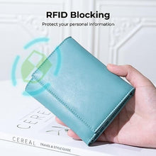 Load image into Gallery viewer, Alldaily Women Faux Leather Trifold Small RFID Blocking Wallet Slim Credit Card Wallet with with Zipper Pocket, Purist Blue_2898
