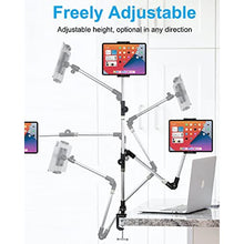 Load image into Gallery viewer, Aluminum Tablet Holder for Desk Clamp 360 iPad Mount, 35" Adjustable Arm Tablet Stand for Bed, Webcam Camera Clip for iPad Pro Air Mini, Galaxy Tab, Z Fold, Fire, Switch, iPhone, Gopro, 4-13" Devices_3355
