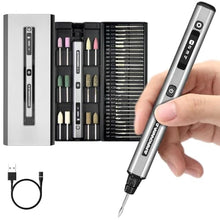 Load image into Gallery viewer, AM ARROWMAX Electric Mini Engraving Pen, HollowCup Motor, 42 Bits with Aluminum Case, OLED, Magnetic Charge, Mini Cordless Rotary Tool, Engraving Pen for Bead, Metal, Wood, Glass and Plastic (SGS), Standardgrey_1
