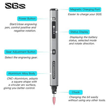 Load image into Gallery viewer, AM ARROWMAX Electric Mini Engraving Pen, HollowCup Motor, 42 Bits with Aluminum Case, OLED, Magnetic Charge, Mini Cordless Rotary Tool, Engraving Pen for Bead, Metal, Wood, Glass and Plastic (SGS), Standardgrey_5807
