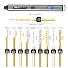Load image into Gallery viewer, AM ARROWMAX Mini Electric Drill Pen, 13 in 1 with Aluminium case, Rechargeable, 800 RPM, Needle Vise Hand Drill Kit, 10 HSS Bits, DIY, Wood, Jewelry Making (SDS MINI), Black_14
