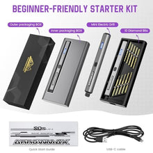 Load image into Gallery viewer, AM ARROWMAX Mini Electric Drill Pen, 13 in 1 with Aluminium case, Rechargeable, 800 RPM, Needle Vise Hand Drill Kit, 10 HSS Bits, DIY, Wood, Jewelry Making (SDS MINI), Black_15
