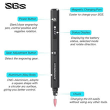 Load image into Gallery viewer, AM ARROWMAX Mini Engraving Pen, HollowCup Motor, 42 Bits with Aluminum Case, OLED, Magnetic Charge, Mini Cordless Rotary Tool, Engraving Pen for Bead, Metal, Wood, Glass and Plastic (SGS),Black, Standardblack_29
