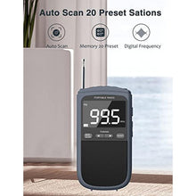 Load image into Gallery viewer, AM FM Walkman Radio:900mAh Rechargeable Portable Transistor Pocket Radio with Best Reception Digital Tuning, LCD Screen,Stereo Earphone Jack, Sleep Timer and Alarm Clock for Jogging,Walking Grey_1446
