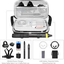 Load image into Gallery viewer, AMAZEAR Carrying Case for Insta360 X5 Accessories, Insta 360 X5 X4 Air Action Camera Waterproof Travel Carry Bag with Shoulder Strap, Compatible with 3M 9.8ft 2-in-1 Selfie Stick Tripod, Black_173
