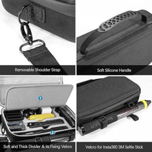 Load image into Gallery viewer, AMAZEAR Carrying Case for Insta360 X5 Accessories, Insta 360 X5 X4 Air Action Camera Waterproof Travel Carry Bag with Shoulder Strap, Compatible with 3M 9.8ft 2-in-1 Selfie Stick Tripod, Black_174
