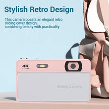 Load image into Gallery viewer, ciciglow Digital Camera, 64MP HD Autofocus 4K Retro Sliding Camera, 16X Digital Zoom CCD Cameras with 2.8 Inch Screen for Teens Adult Beginner (Pink)
