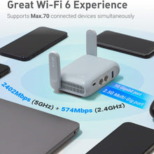 Load image into Gallery viewer, GL.iNet GL-MT3000 Beryl AX Wi-Fi 6 Travel Router, 2.5G WAN, VPN, OpenWrt | Wi-Fi 6 dual band 574Mbps 2.4GHz plus 2402Mbps 5GHz, 2.5G WAN, gigabit LAN, USB 3.0
