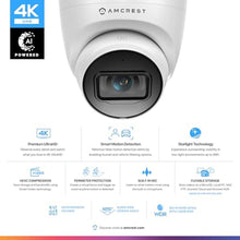 Load image into Gallery viewer, Amcrest UltraHD 4K (8MP) Outdoor Security IP Turret PoE Camera, 3840x2160, 98ft NightVision, 125 FOV, IP67 Weatherproof, MicroSD Recording (256GB), IP8M-T2599EW-AI-V3 (White), Black_1518
