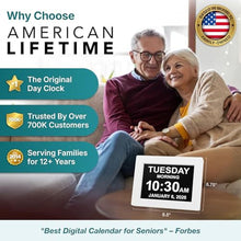 Load image into Gallery viewer, American Lifetime New 2026 Dementia Digital Clock for Seniors, Large Display with Custom Alarms, Clock with Day &amp; Date for Elderly, Large Number Digital Clock White_7929
