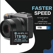 Load image into Gallery viewer, Amplim 1TB Micro SD SDXC Flash Memory Card, 170MB/s A2 UHS-I U3 V30 4K UHD &amp; Full HD MicroSDXC Class 10 Pro TF Card Plus Adapter, Chrome_1734
