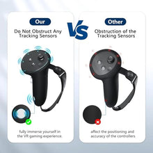 Load image into Gallery viewer, AMVR Upgraded Controller Grips Cover Compatible with Meta/Oculus Quest 3S/Quest 3 Accessories, with Battery Opening Cover and Knuckle Straps Protector, Black_8371
