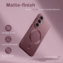Load image into Gallery viewer, Amzfield Magnetic for Samsung Galaxy S26 Case for Women Men Girls [Compatible with MagSafe] [Camera Lens Protector] Matte Cute Slim Soft Silicone Bumper Shockproof Metallic Phone Case, Burgundy_42
