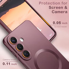 Load image into Gallery viewer, Amzfield Magnetic for Samsung Galaxy S26 Case for Women Men Girls [Compatible with MagSafe] [Camera Lens Protector] Matte Cute Slim Soft Silicone Bumper Shockproof Metallic Phone Case, Burgundy_44
