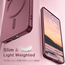 Load image into Gallery viewer, Amzfield Magnetic for Samsung Galaxy S26 Case for Women Men Girls [Compatible with MagSafe] [Camera Lens Protector] Matte Cute Slim Soft Silicone Bumper Shockproof Metallic Phone Case, Burgundy_45
