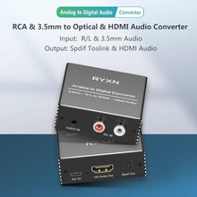 Load image into Gallery viewer, Analog to Digital Audio Converter, RCA R/L and 3.5mm Audio to Optical Spdif Toslink and HDMI Audio Out (Not HDMI ARC), for Home KTV TV DVD PC Soundbar Speaker_365
