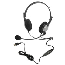 Load image into Gallery viewer, Andrea Electronics C1-1022600-1 model NC-185 VM USB High Fidelity Stereo USB Computer Headset with Noise Canceling Microphone and Volume/Mute Controls, Black_1
