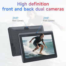 Load image into Gallery viewer, Android 14 Tablet 7 inch Tablets with Case, 8GB RAM 32GB ROM 1TB Expand, Quad-Core Processor Tablet PC, 1024 x 600 IPS Screen, Dual Camera, 3000mAh Battery, Bluetooth, WiFi, GMS, Widevine L1, Black_65
