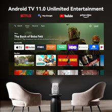 Load image into Gallery viewer, [Android TV/Voice Control] Wanbo T2 Ultra ASA 3.0 Smart Projector with WiFi and Bluetooth, Native 1080P FHD, 500 ANSI, 10W Bi-Channel DSP Stereo Speakers, Portable Movie Projector for Indoor Outdoor, TUltraWhite_5590
