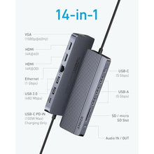 Load image into Gallery viewer, Anker Laptop Docking Station 3 Monitors, 14 in 1 USB C Hub, Triple Display USB C Docking Station with Dual 4K HDMI, 1080p VGA, 80W PD, USB-A/C Data Ports for Dell XPS and More (Charger not Included)_3405
