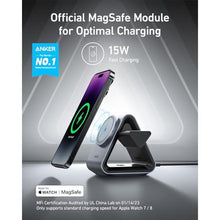 Load image into Gallery viewer, Anker MagSafe Charger Stand, 737 MagGo Charger, 3-in-1 Charging Stand with MFi-Certified 15W Max Fast Charging, iPhone 15/14/13/12 Series, Apple Watch S8/7/6, AirPods, 30W USB-C Adapter Included_139
