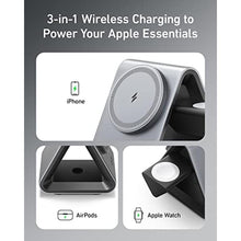 Load image into Gallery viewer, Anker MagSafe Charger Stand, 737 MagGo Charger, 3-in-1 Charging Stand with MFi-Certified 15W Max Fast Charging, iPhone 15/14/13/12 Series, Apple Watch S8/7/6, AirPods, 30W USB-C Adapter Included_140
