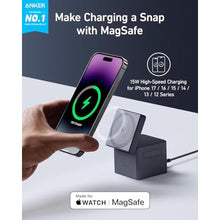 Load image into Gallery viewer, Anker MagSafe Charger Stand, Wireless Charger, 3-in-1 Cube, 15W Foldable Fast Charging Stand, for iPhone 17/16/15, Apple Watch 1-8/Ultra, AirPods (30W USB-C Charger and Cleaning Cloth Included), Black_739
