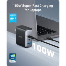 Load image into Gallery viewer, Anker Nano 100W MacBook Charger, 3-Port Fast Compact GaN USB Charger Block for MacBook Pro/Air, Pixelbook, ThinkPad, Dell XPS, iPad Pro, iPhone 17 Series, Galaxy S23,and More (Black, 1 Pack)_207
