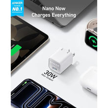 Load image into Gallery viewer, Anker Nano Phone Charger, 30W Portble and Foldable USB C GaN Charger, white_349
