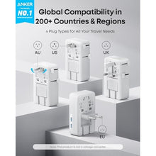 Load image into Gallery viewer, Anker Nano Travel Adapter, 5-Port Power Adapter with 1 2-Pin AC, 2 USB A, 2 USB C for 20W, Smart Temperature Control, Works in 200+ Countries, Not a Voltage Converter, Travel Essentials (1-Pack), White_4017
