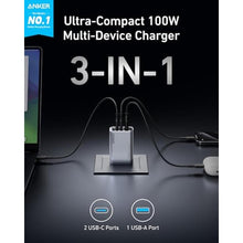Load image into Gallery viewer, Anker Prime 100W 3-Port GaN USB C Charger Block, Fast Foldable Wall Charger_3487
