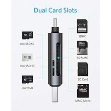 Load image into Gallery viewer, Anker USB-C and USB 3.0 SD Card Reader, PowerExpand+ 2-in-1 Memory Card Reader with Dual Connectors, for SDXC, SDHC, (Micro) SD, MMC, RS-MMC, Micro SDXC, Micro SDHC, and UHS-I, Gray_4316
