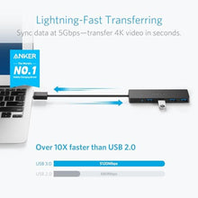 Load image into Gallery viewer, Anker USB Hub 4 Ports with 5Gbps Data Transfer, Multiple USB 3.0 Hub, USB Splitter for Laptop, Extender for A Port Laptop, PC, Desktop and More [Charging Not Supported](0.7 ft USB-A), Black_8156
