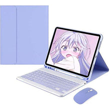 Load image into Gallery viewer, AnMengXinLing Keyboard Case for iPad mini 5 with Mouse, Detachable Wireless Bluetooth Keyboard Pencil Holder Slim Leather Smart Cover for iPad mini 5th Gen 2019, Purple_1
