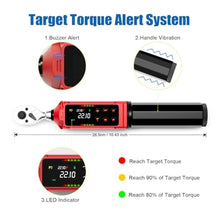 Load image into Gallery viewer, ANPUDS 1/4-inch Drive Digital Torque Wrench, 0.33-22.1Ft.lbs/0.45-30Nm, Adjustable Electronic Torque Wrench Set with 1% Accuracy, Vibration, Buzzer and LED Flash Notification for Bicycle, Car, Red_1473
