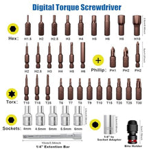 Load image into Gallery viewer, ANPUDS Digital Torque Screwdriver, 0.4-26.6 in-lbs (0.045-3 Nm), 1% Accuracy 1/4" Drive Inch-Pound Torque Screwdriver Set with Buzzer, Vibration &amp; LED Alerts for Electronics, Optics, Precision Repair, Blackred_6128
