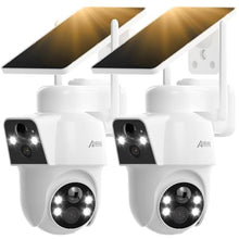 Load image into Gallery viewer, ANRAN 2 Pack Dual-Lens Solar Security Camera Wireless Outdoor - 3MP Fixed Wide-Angle + PTZ 360 View, Home Security Camera with Color Night Vision, 2-Way Talk, PIR Motion Detection, 100% Wire-Free, DualLensPackWhite_1
