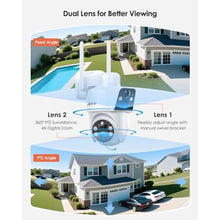 Load image into Gallery viewer, ANRAN 2 Pack Dual-Lens Solar Security Camera Wireless Outdoor - 3MP Fixed Wide-Angle + PTZ 360 View, Home Security Camera with Color Night Vision, 2-Way Talk, PIR Motion Detection, 100% Wire-Free, DualLensPackWhite_2042

