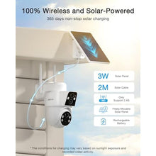 Load image into Gallery viewer, ANRAN 2 Pack Dual-Lens Solar Security Camera Wireless Outdoor - 3MP Fixed Wide-Angle + PTZ 360 View, Home Security Camera with Color Night Vision, 2-Way Talk, PIR Motion Detection, 100% Wire-Free, DualLensPackWhite_2044
