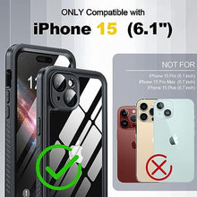 Load image into Gallery viewer, ANTSHARE for iPhone 15 Case,Waterproof Built-in Screen &amp; Lens Protector [14 FT Military Drop Proof] [Full Body Shockproof] [Dustproof] [IP68 Underwater] Phone Case for iPhone 15,Black_127
