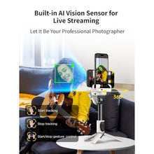 Load image into Gallery viewer, AOCHUAN Gimbal Stabilizer for iPhone, Sefie Stick Tripod with Auto Face Tracking for TIK Tok YouTube Video Recording, 4 in 1 Gimbal Stabilizer with 360 Rotation for iPhone/Andriod -M1 Pro White_2993
