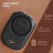 Load image into Gallery viewer, AOCOOLFAN Portable Neck Fan, Mini Small Personal Handheld Fan USB Rechargeable 3 Speed for Girls Boys Woman Eyelash Travel Home Office Outdoor (Black)_2043
