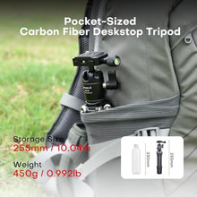 Load image into Gallery viewer, AOKA 15.75"/0.99 lbs Mini Carbon Fiber Tripod, Compact Pocket Travel Tabletop Tripod for Mobile Phones, Mirrorless Cameras, Digital Cameras, Projectors, Webcams, Inch_8051
